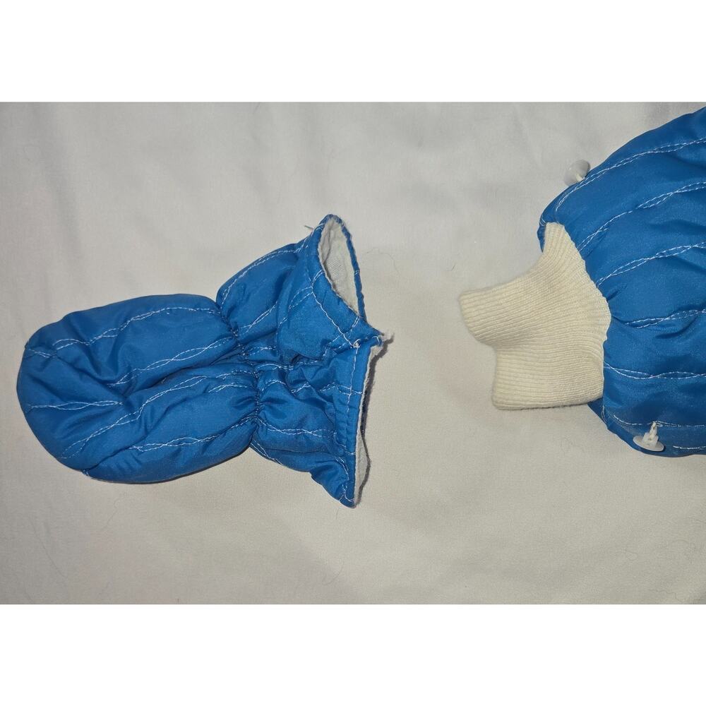 Vintage Quilted Bunting 24M Snowsuit Removable Booties Mittens Zipper Repair - Picture 4 of 16
